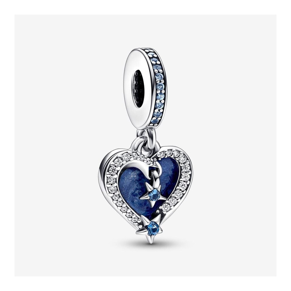 Le Charm Pendentif Pandora, Double Cœur, Étoile Filante Céleste, argent 925/1000, 792356C01.