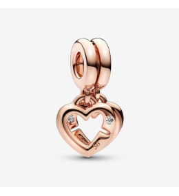 Le Charm pendentif Pandora, Séparable Cœurs de Sœurs Entrelacés, doré or rose 585/1000, 789538C01.