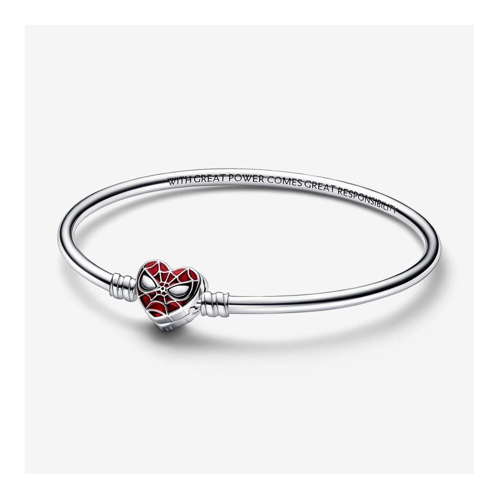 Le Bracelet Jonc Marvel, Pandora Moments, Fermoir , Masque de Spider-Man, en argent 925/1000, 592324C01.