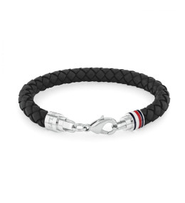 Le Bracelet homme Tommy Hilfiger, Iconic Braided, Acier et cuir noir tressé, 2790545