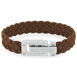 Le Bracelet homme Tommy Hilfiger, Flat Braided, Acier et textile marron tressé, 2790516