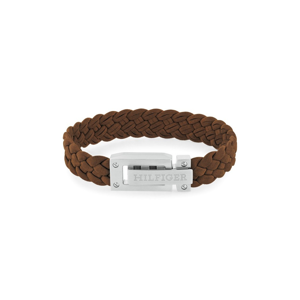 Le Bracelet homme Tommy Hilfiger, Flat Braided, Acier et textile marron tressé, 2790516 Le Bracelet homme Tommy Hilfiger, Flat Braided, Acier et textile marron tressé, 2790516