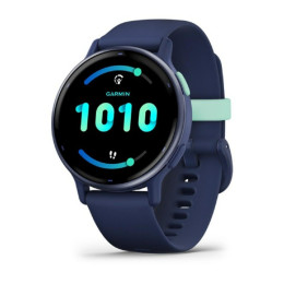 Montre Garmin vívoactive® 5 Boitier avec lunette en aluminium et silicone bleu marine, 010-02862-12