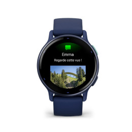 Montre Garmin vívoactive® 5 Boitier avec lunette en aluminium et silicone bleu marine, 010-02862-12