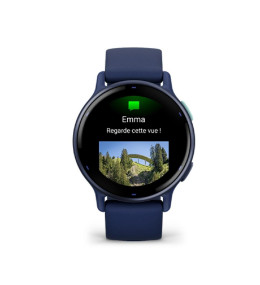 Montre Garmin vívoactive® 5 Boitier avec lunette en aluminium et silicone bleu marine, 010-02862-12