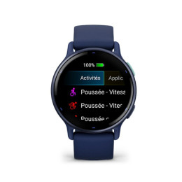 Montre Garmin vívoactive® 5 Boitier avec lunette en aluminium et silicone bleu marine, 010-02862-12