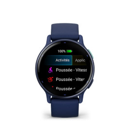 Montre Garmin vívoactive® 5 Boitier avec lunette en aluminium et silicone bleu marine, 010-02862-12