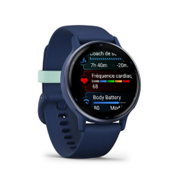 Montre Garmin vívoactive® 5 Boitier avec lunette en aluminium et silicone bleu marine, 010-02862-12