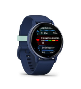 Montre Garmin vívoactive® 5 Boitier avec lunette en aluminium et silicone bleu marine, 010-02862-12