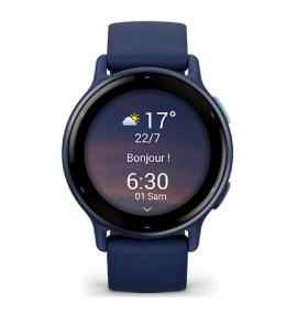 Montre Garmin vívoactive® 5 Boitier avec lunette en aluminium et silicone bleu marine, 010-02862-12