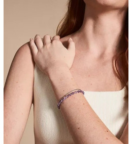 Le Bracelet Femme FOSSIL, All stacked up, en acier et améthyste, JF04685040
