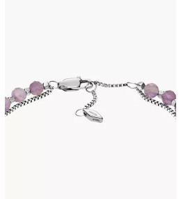 Le Bracelet Femme FOSSIL, All stacked up, en acier et améthyste, JF04685040