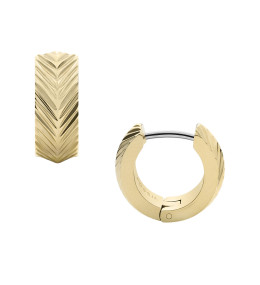 Boucles d’oreilles Créoles, Harlow Linear Texture, en acier inoxydable, dorées FOSSIL, JF04116710