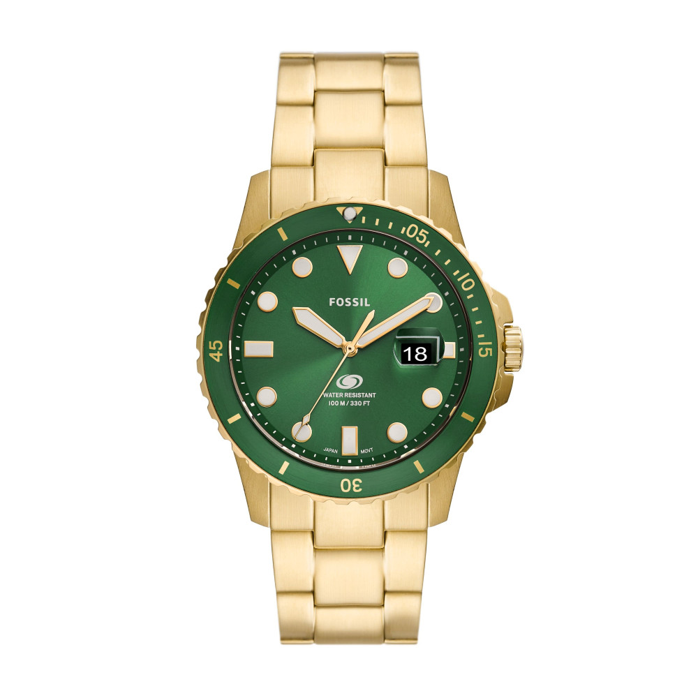 La Montre Fossil Blue, à trois aiguilles avec date en acier inoxydable, dorée, FS5950 La Montre Fossil Blue, à trois aiguilles avec date en acier inoxydable, dorée, FS5950