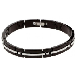Bracelet Acier TRINIDAD 8mm Bicolore PVD Noir 21cm, Rochet B042281