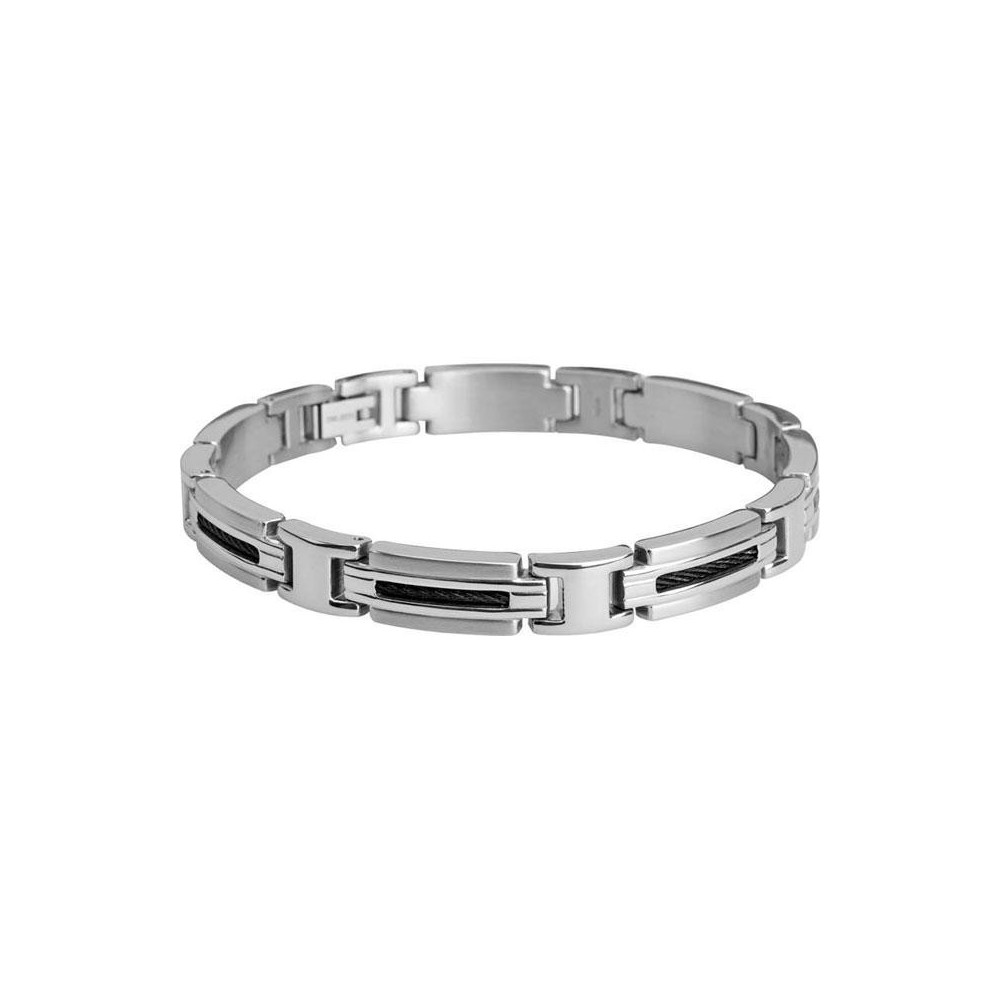 Le Bracelet Acier/Câble MARINA, Largeur 8.5mm, Bicolore PVD Noir, ROCHET, B062361