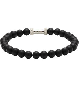 Bracelet ZEN Perles 6mm Agate noire et Acier moleté, Rochet B266001