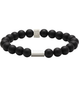 Le Bracelet ZEN Perles de 8mm, Agate noire et Acier moleté, ROCHET, B286001