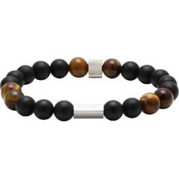 Le Bracelet ZEN, Perles de 8mm Agate Noires, Quartz Oeil de Tigre Acier Molet, ROCHET, B28600103