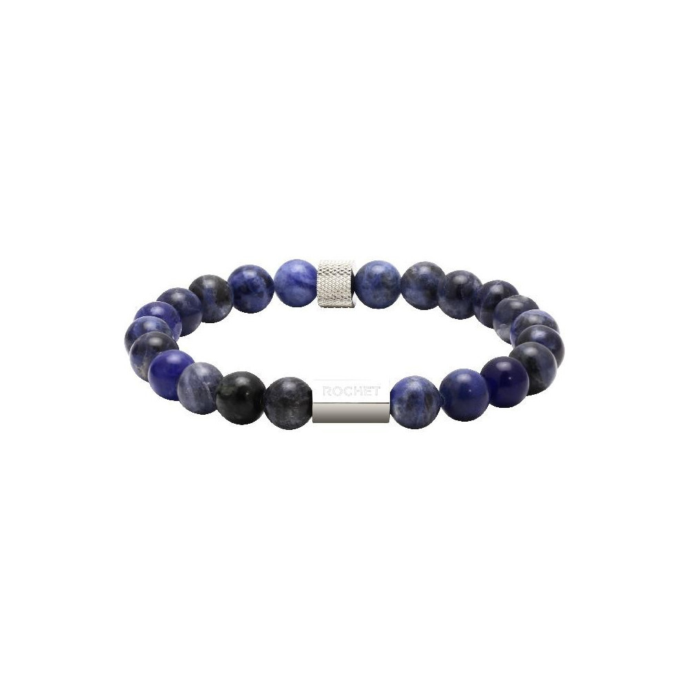 Le Bracelet ZEN, Perles de 8mm, Lapis lazuli et Acier moleté, ROCHET, B286012