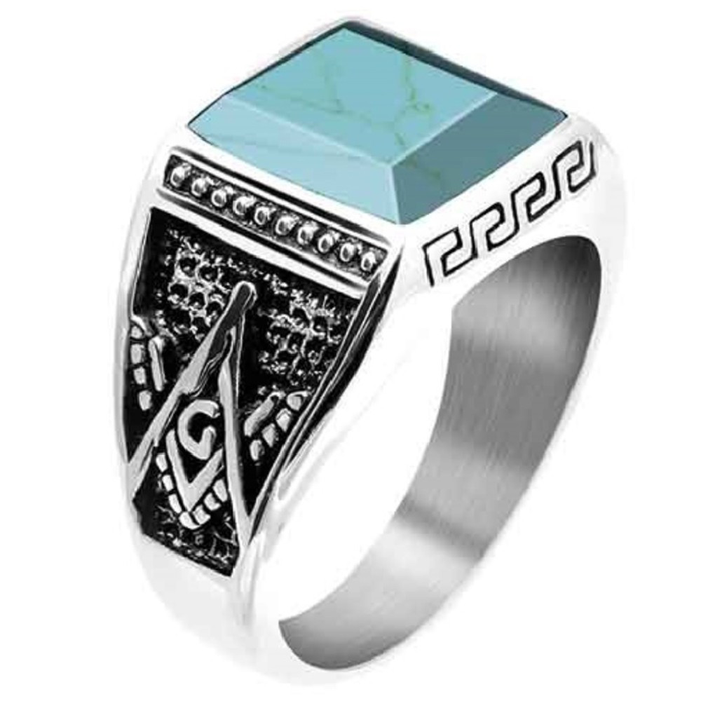 La Bague ROCK, 15mm Acier vintage et Turquoise, ROCHET, HA15103364