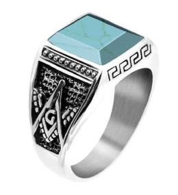 La Bague ROCK, 15mm Acier vintage et Turquoise, ROCHET, HA15103364