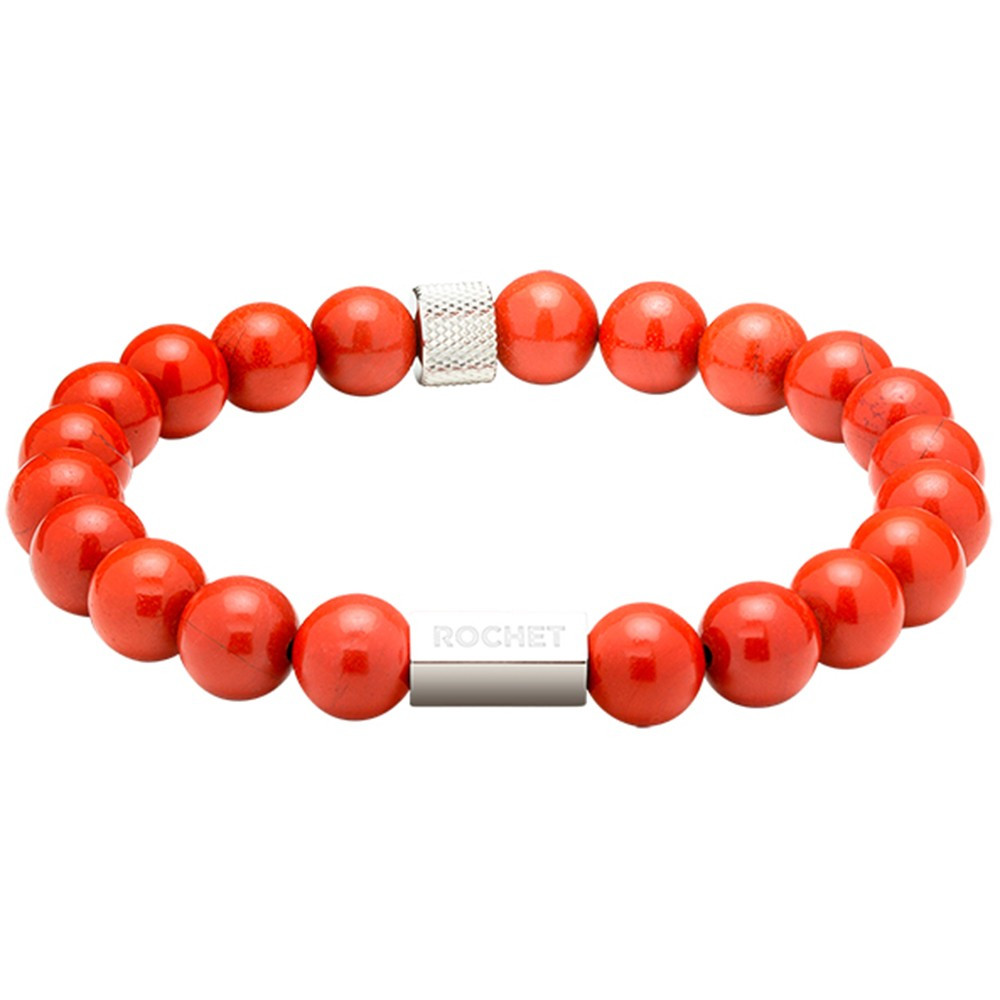 Bracelet ZEN Perles 8mm Jaspe Rouge et Acier moleté, Rochet HB2880705