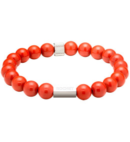 Bracelet ZEN Perles 8mm Jaspe Rouge et Acier moleté, Rochet HB2880705