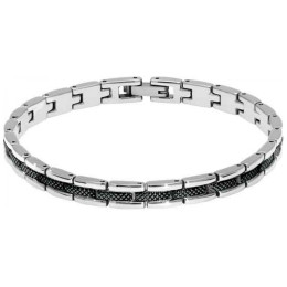 Bracelet Acier SANTORIN 6mm Bicolore PVD Noir 21cm, Rochet HB4762