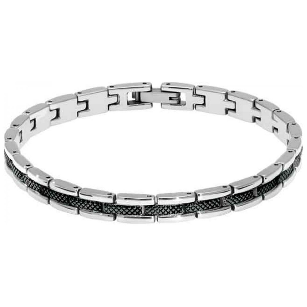 Bracelet Acier SANTORIN 6mm Bicolore PVD Noir 21cm, Rochet HB4762