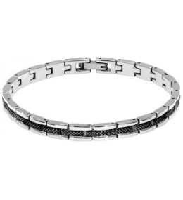 Bracelet Acier SANTORIN 6mm Bicolore PVD Noir 21cm, Rochet HB4762