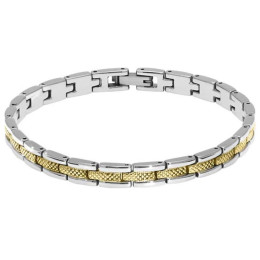 Bracelet Acier SANTORIN 6mm Bicolore PVD Jaune 21cm, Rochet HB4763