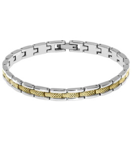 Bracelet Acier SANTORIN 6mm Bicolore PVD Jaune 21cm, Rochet HB4763