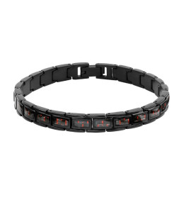 Bracelet Acier/Carbone rouge MERCURY 8mm Acier 21cm, Rochet HB4782