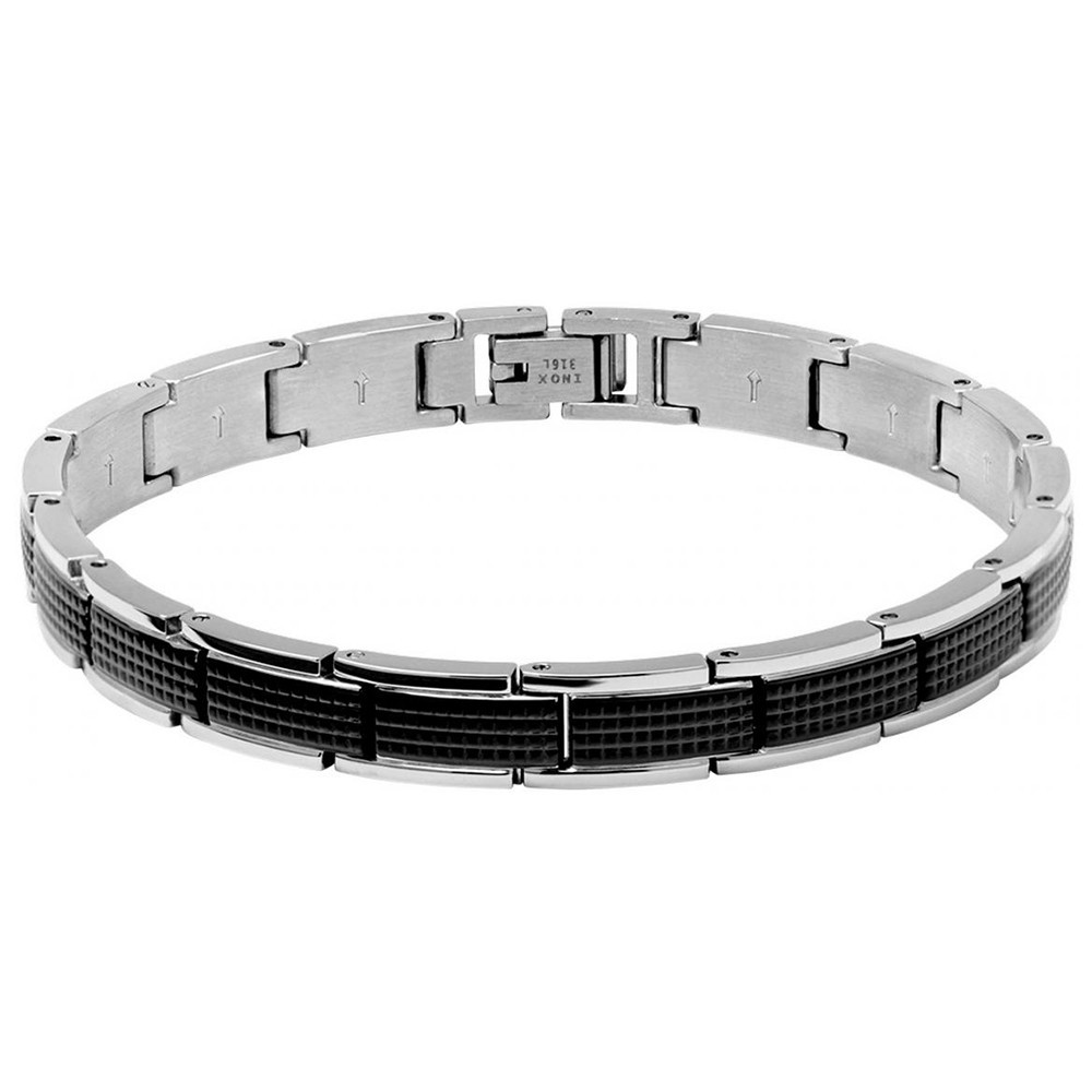 Bracelet Acier LOFT 8mm Bicolore PVD Noir 22cm, Rochet HB7282