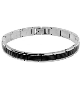 Bracelet Acier LOFT 8mm Bicolore PVD Noir 22cm, Rochet HB7282