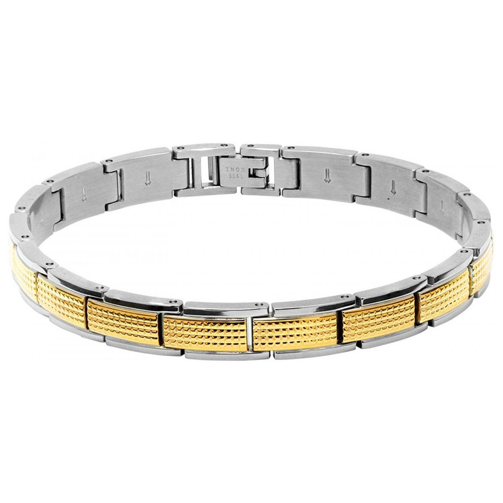 Bracelet Acier LOFT 8mm Bicolore PVD Jaune 22cm, Rochet HB7283