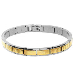 Bracelet Acier LOFT 8mm Bicolore PVD Jaune 22cm, Rochet HB7283