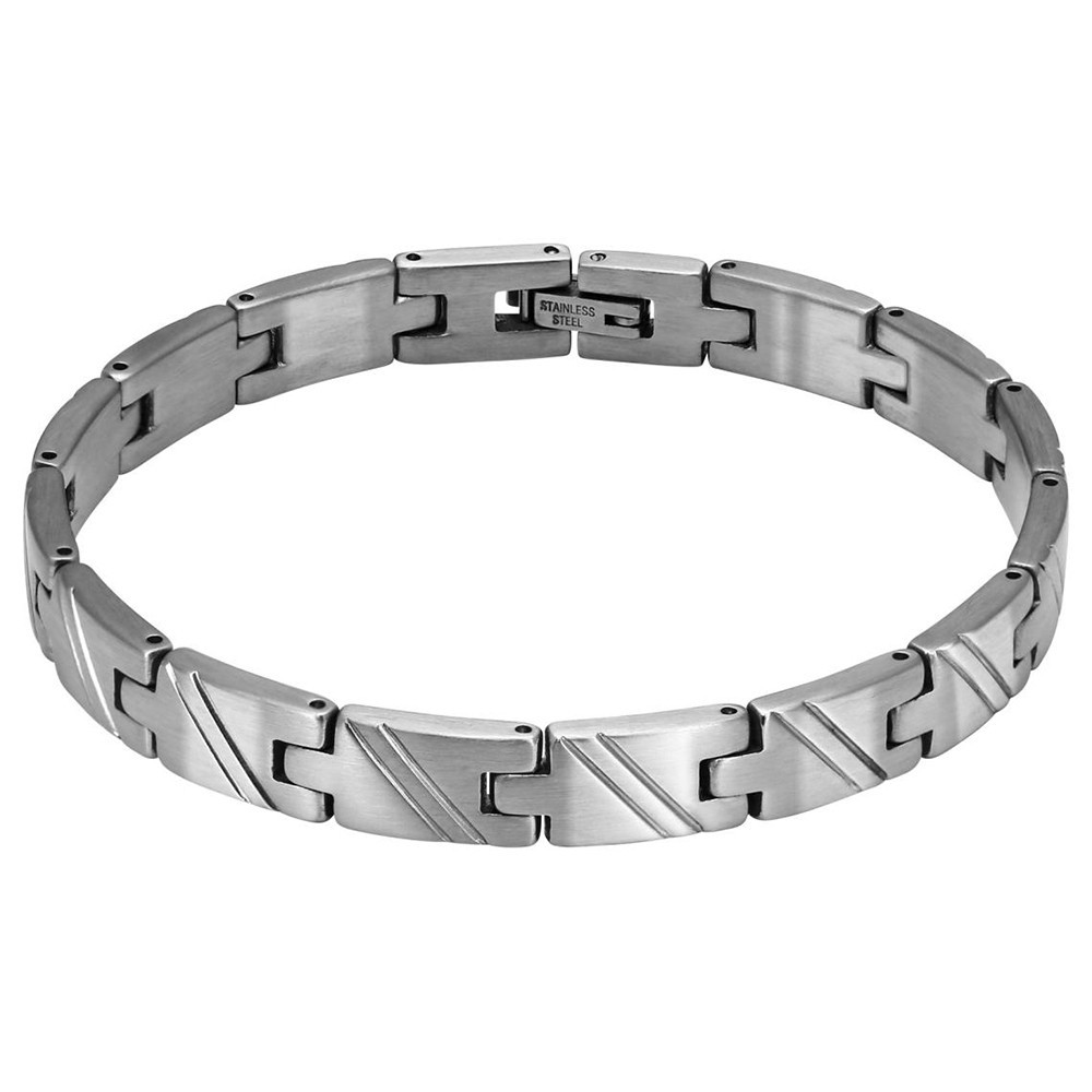Bracelet Acier satiné DEAR 8mm Acier 21cm, Rochet HB7480