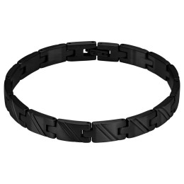 Bracelet Acier satiné DEAR 8mm PVD Noir 21cm, Rochet HB7481