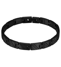 Bracelet Acier satiné DEAR 8mm PVD Noir 21cm, Rochet HB7481