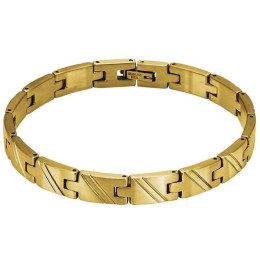 Bracelet Acier satiné DEAR 8mm PVD Jaune 21cm, Rochet HB7486
