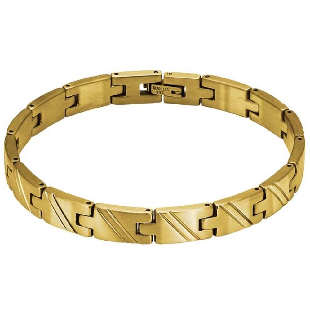 Bracelet Acier satiné DEAR 8mm PVD Jaune 21cm, Rochet HB7486