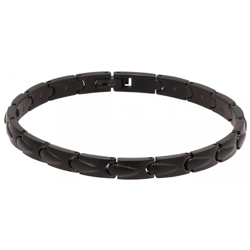 Bracelet Acier satiné MOOREA 6mm PVD Noir 21cm, Rochet HB7681
