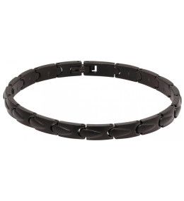 Bracelet Acier satiné MOOREA 6mm PVD Noir 21cm, Rochet HB7681