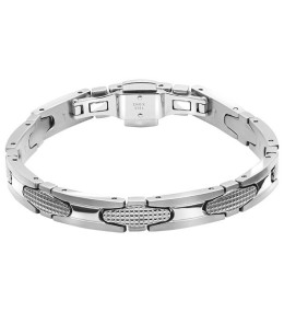Bracelet Acier GATSBY 8mm Acier poli et satiné Motif pointe diamant, Rochet HB7980