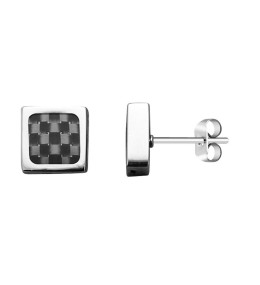 Boucles d'oreilles Acier/Carbone MERCURY 7mm Acier poli, Rochet HBO532