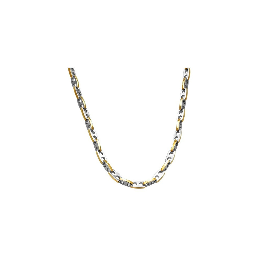 Collier Acier GALION 6,5mm Bicolore PVD Jaune 51cm, Rochet HC7183