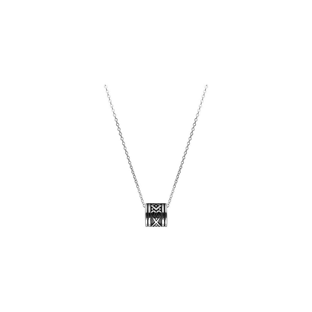 Collier Pendentif TALISMAN Arabesque Acier poli 9x10mm + Chaine 50cm, Rochet HP57