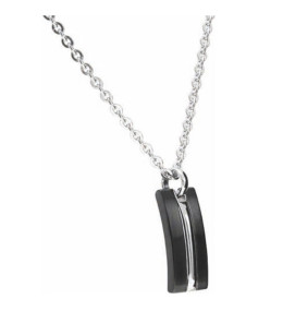 Collier avec Pendentif Acier TRINIDAD Bicolore Pvd Noir et Chaîne 50cm diamètre 3mm, Rochet P042261